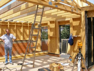 Maison contemporaine en bois - Plancher de l'tage en boisd